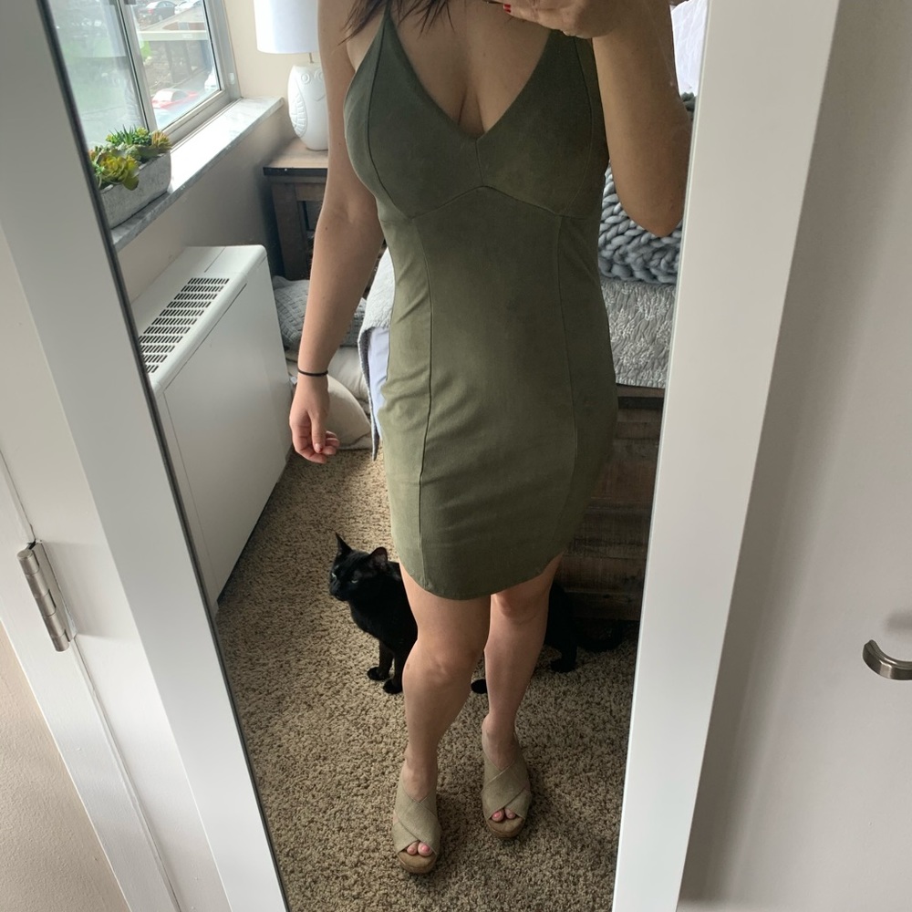 Olive body-con dress